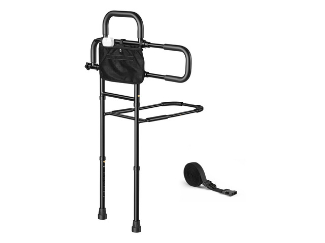 VEVOR Bed Rails for Elderly Adults Bed Side Assist Rail with Floor Support, Motion Sensor LED Light, 300LBS Dual-Handle Support, Adjustable Handle...