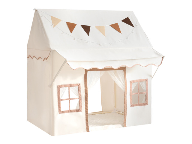 VEVOR Kids Play Tent with Eave 2 in 1 Toddler Tent with Padded Mat Beige, for Girls Boys Play, Indoor & Outdoor Large Playhouse, with Stars Lights,...