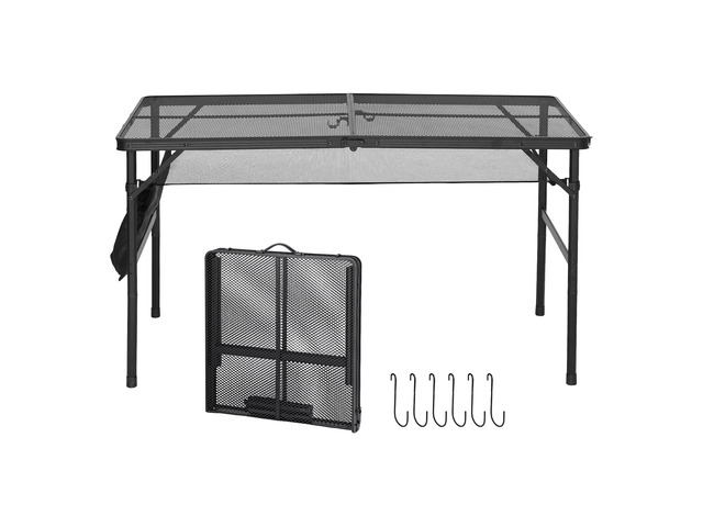 VEVOR Folding Grill Table 48x24 in Camping Tables 120lbs Capacity Aluminum, Compact for Picnic BBQ Tailgating, Adjustable Height, Outdoor Side...