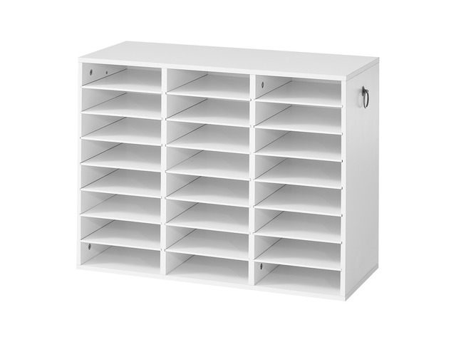 VEVOR Wood Literature Organizer 24 Compartments Office Mailboxes White, Countertop Literature Sorter for Files Documents Papers, with Adjustable...