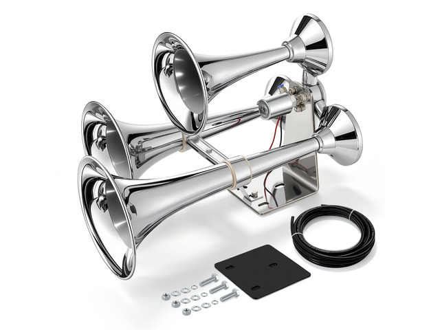 VEVOR 3-Trumpet Air Horn 150dB Super Loud Train Horn for Trucks SUVs, Fits 12V/24V Vehicles & Boats, Powerful Sound, Strong Penetration, Built-in...