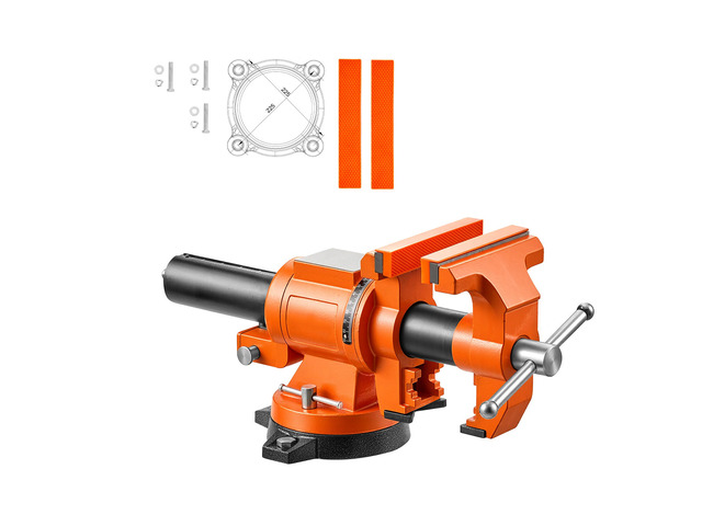 VEVOR Heavy Duty Bench Vise, 6' Jaw Width, Double Swivel Rotating Multi-Purpose Bench Vise, with 360° Locking Swivel Base and Head, 2.8' Throat...