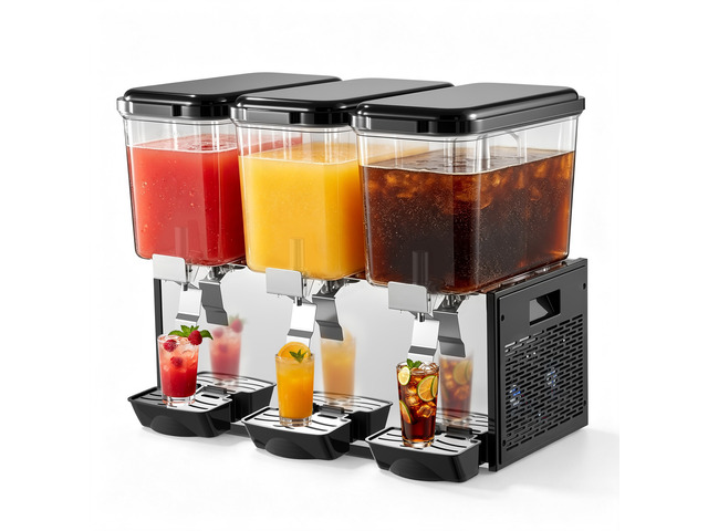 VEVOR Commercial Beverage Dispenser 3 Tanks 18 L / 19 QT Per Tank, Stainless Steel Juice Dispenser, Ice Tea Drink Machine with 45 to 54 Cooling...