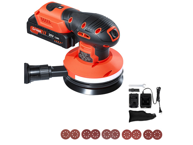 VEVOR 5-Inch Cordless Random Orbital Sander 300W Brushless Orbital Sander, 4000-10000RPM 7 Speeds Electric Palm Sanders with 10PCS Sandpapers &...