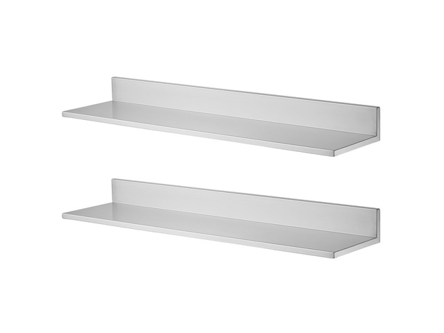 VEVOR Stainless Steel Shelf 8.6' x 36' 2-Pack Wall Mount Floating Shelf, Heavy Duty L-Shaped Commercial Shelves, 66LBS Strong Capacity, Easy to...