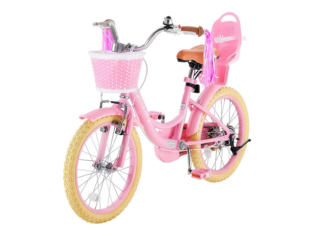 VEVOR Kids Bike, 18 Inch Children Bicycle, Kickstand Princess Style Pink, for Girls Ages 5-8, Adjustable Seat, Front Brake and Rear Drum Brake,...