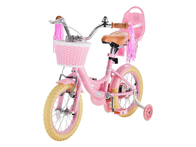 VEVOR Kids Bike, 14 Inch Children Bicycle, Training Wheels Princess Pink, for Girls Ages 3-5, Adjustable Seat, Front Brake and Rear Coaster Brake,...