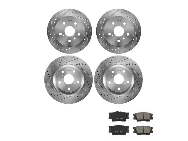 VEVOR Front & Rear Brake Kit Ceramic Brake Pads and Drilled Slotted Rotors, Compatible with 2012-2017 Toyota Camry, 2013-2018 Toyota Avalon,...
