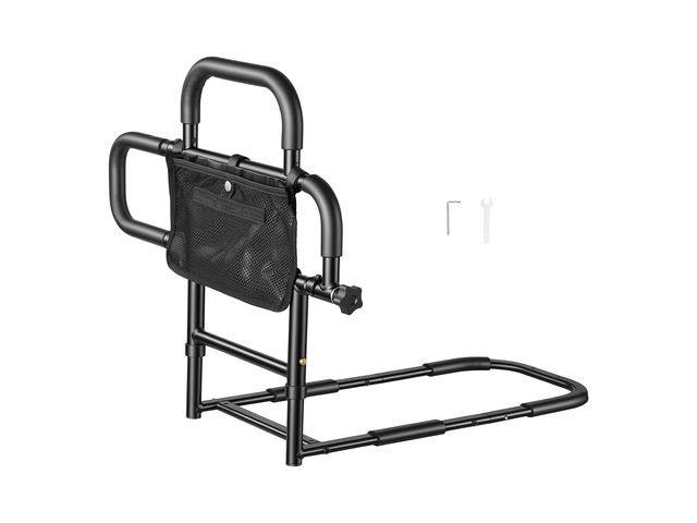 VEVOR Bed Rail for Elderly Adults Foldable Bedside Assist Rail for Seniors, 300LBS Dual-Handle Support, Adjustable Handle Length, High-Strength...