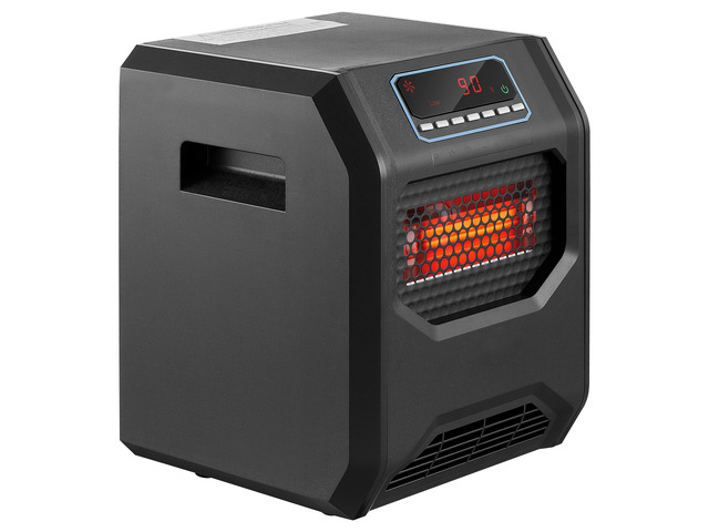 VEVOR Infrared Heater 1500W Electric Space Heater with Remote Control Black, 3 Heat Settings, 12H Timer, Overheat Shutoff, Portable Wheels, Premium...