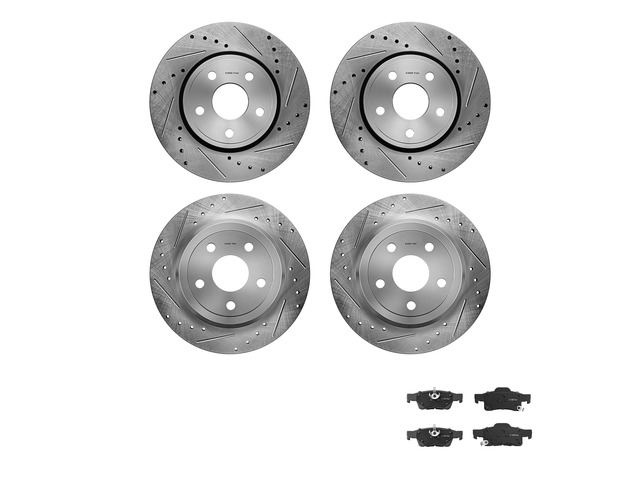 VEVOR Front & Rear Brake Kit Ceramic Brake Pads and Drilled Slotted Rotors, Compatible with 2011-2020 Dodge Durango 3.6L, 2011-2014 Jeep Grand...