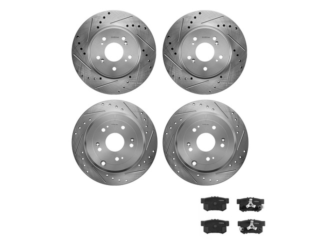VEVOR Front & Rear Brake Kit Compatible with 2012-2016 Honda CR-V (AWD), Cast Iron Drilled and Slotted Brake Rotors, Ceramic Brake Pads Replacement...