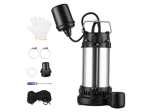 VEVOR Submersible Sump Pump 1 HP 5300 GPH Max Stainless Steel Sewage Pump, for Basement Septic Tank Residential Effluent, with Automatic Tethered...