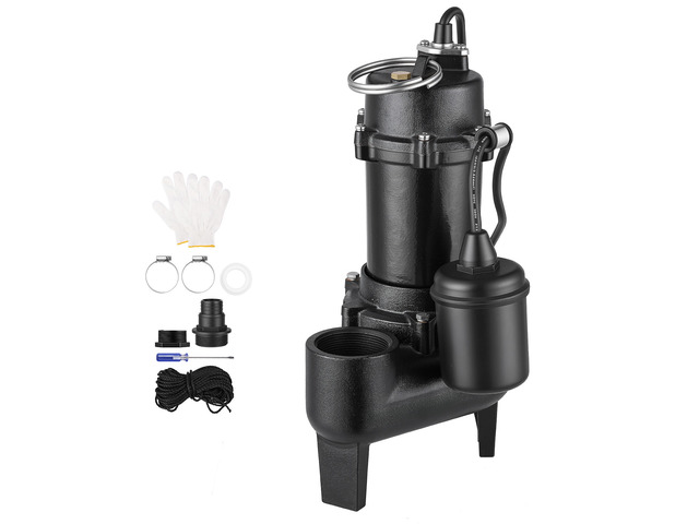 VEVOR Submersible Sump Pump 1/2 HP 5400 GPH Cast Iron Sewage/Effluent Pump, for Basement Septic Tank Residential, Automatic Tethered Float Switch,...