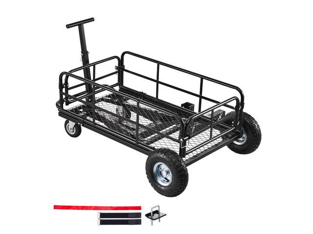VEVOR Hitch Mount Cargo Carrier on Wheels, 36.2' x 21.3' x 11.8', 2-in-1 Folding Rear Luggage Rack Basket & Cargo Cart with Hitch Stabilizer, Fits...