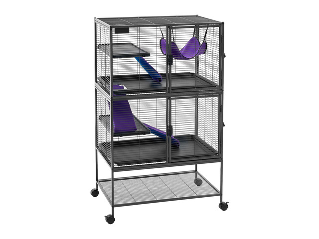 VEVOR Metal Small Animal Cage 51.2'H 4-Tier Rolling Ferret Cage On Wheels, 0.55' Wire Spacing Large Cages with Hammock, Ramps, Tray & Doors for...