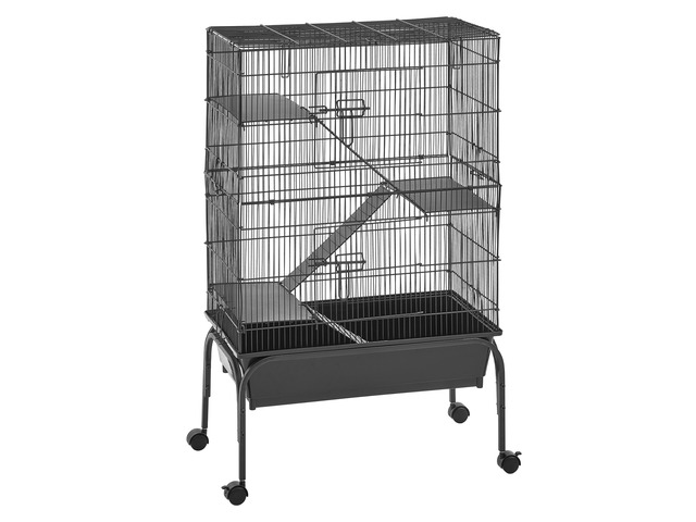 VEVOR Metal Small Animal Cage 39.8'H 3-Tier Rolling Ferret Cage On Wheels, 0.55' Wire Spacing Large Cages with Hammock, Ramps, Tray & Doors for...