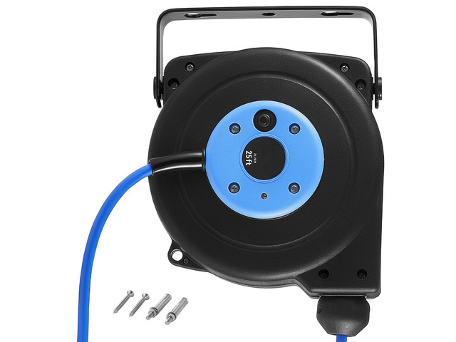 VEVOR Retractable Extension Cord Reel 25FT Heavy Duty 14AWG/3C SJTOW Blue, for Ceiling/Wall Mount, 13A Circuit Breaker, Automatic Retractable Power...