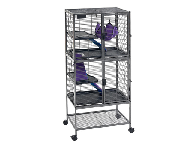 VEVOR Metal Small Animal Cage 54.3'H 4-Tier Rolling Ferret Cage On Wheels, 0.55' Wire Spacing Large Cages with Hammock, Ramps, Tray & Doors for...