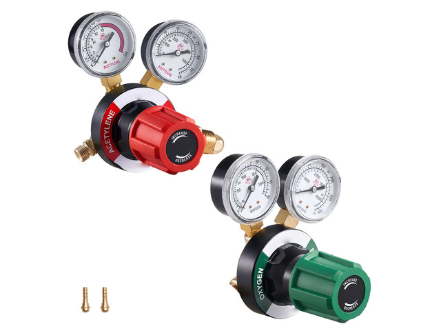 VEVOR Oxygen Acetylene Regulator Set, Oxy-Acetylene Regulators, 0-4000PSI and 0-500PSI Welding Gas Gauges with CGA-540/CGA-510 Inlet Connection &...