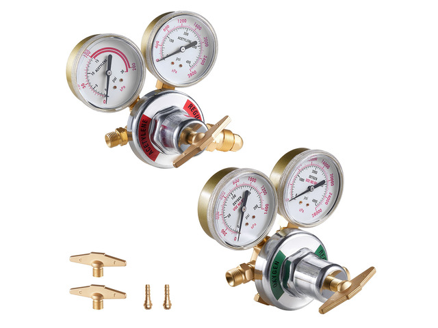 VEVOR Oxygen Acetylene Regulator Set, Oxy-Acetylene Regulators, 0-4000PSI and 0-400PSI Welding Gas Gauges with CGA-540/CGA-510 Inlet Connection &...