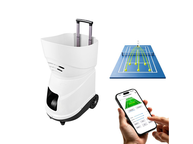VEVOR Tennis Ball Machine,2H Runtimeand150 Ball Capacity Auto Ball Launcher, for Beginners and Pro Practice Training, with App Remote Control, Spin...
