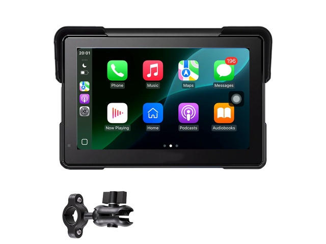 VEVOR 7 Inch Wireless Motorcycle Carplay with Apple Carplay & Android Auto, HD Touchscreen GPS Navigation System with Voice Control, Dual...