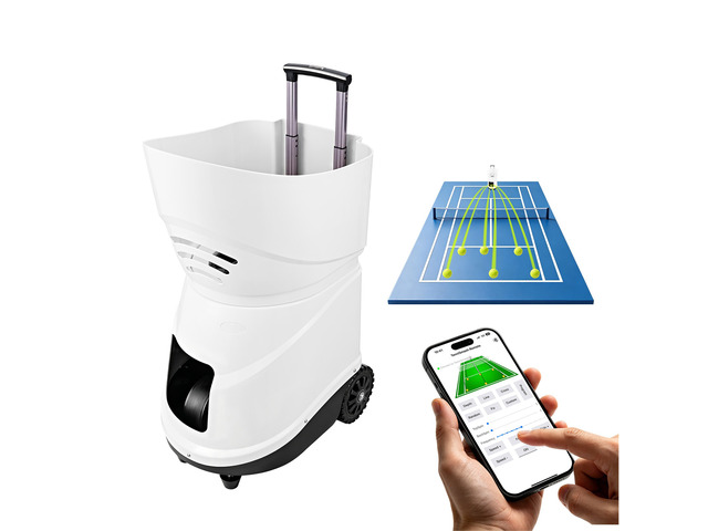 VEVOR Tennis Ball Machine,4H Runtimeand150 Ball Capacity Auto Ball Launcher, for Beginners and Pro Practice Training, with App Remote Control, Spin...
