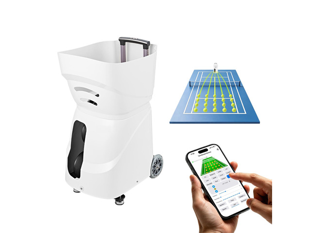 VEVOR Tennis Ball Machine,4H Runtimeand110 Ball Capacity Auto Ball Launcher, for Beginners and Pro Practice Training, with App Remote Control, Spin...
