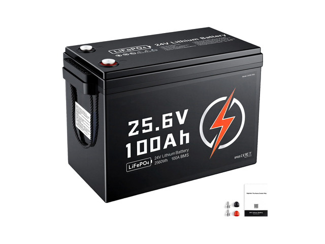 VEVOR 24V 100Ah LiFePO4 Lithium Battery 4000+ Cycles Built-in 100A BMS, Lithium Battery with Low Temperature Protection, Supports 8P2S Connection,...