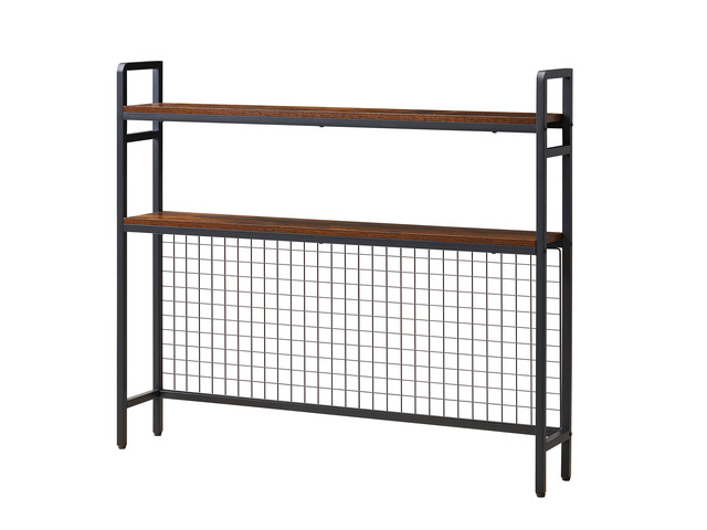 VEVOR Desktop Bookshelf 3-Tier Countertop Storage Hutch with Grid Black, for Computer Desk, Metal Frame and Wooden Shelf, with Non-Slip Feet Pads,...