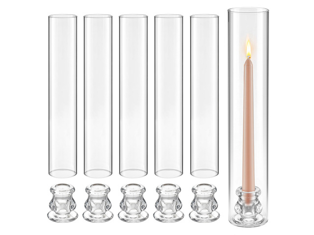 VEVOR Hurricane Candle Holders Set of 24, 2.56 x 13.78 in Tall Clear Glass Cylinder Candleholder Sleeve, High Borosilicate Glass, Wind Protection...