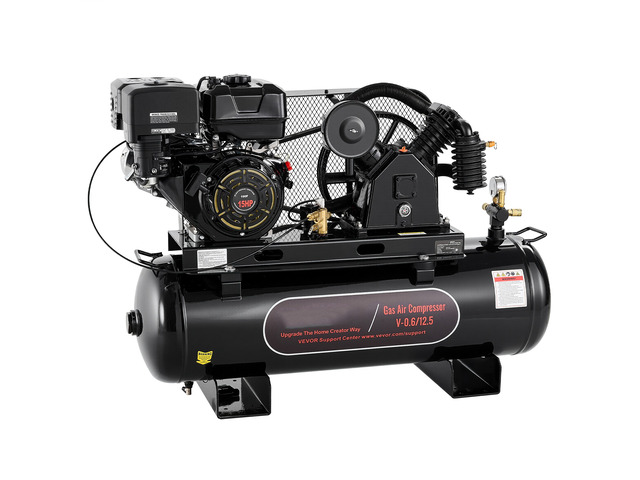 VEVOR 30 Gallon Gas Powered Air Compressor, 15HP 7.65CFM at 90 PSI Air Tank, Gas Driven Two-Stage Compression System with Twin Cylinder Piston Pump...