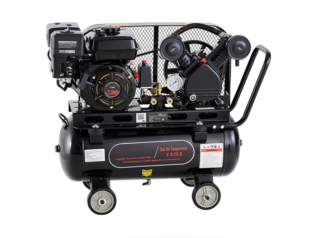 VEVOR 10 Gallon Gas Powered Air Compressor, 7HP 4.7CFM at 90 PSI Air Tank, Gas-Driven Air Compression System with Twin Cylinder Piston Pump, 115...