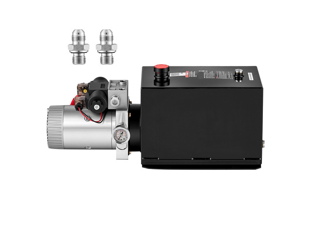 VEVOR 12 Quart Hydraulic Pump, DC12V 1.6KW Double Acting Dump Trailer Pump, 3200 PSI Max Relief Pressure, 0.91 GPM Flow Rate, with Pressure Gauge...