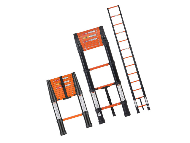 VEVOR Telescoping Ladder, 12.5 ft Extension Ladder One-Button Retraction, Heavy-Duty 330 lbs Capacity, for Home Repairs, Painting, Window Cleaning...