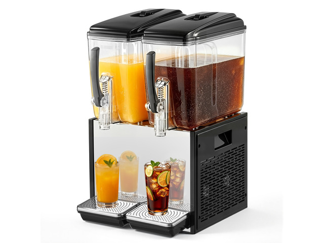 VEVOR Commercial Beverage Dispenser 2 Tanks 12 L / 12.7 QT Per Tank, Stainless Steel Juice Dispenser, Ice Tea Drink Machine with 45 to 54 Cooling...
