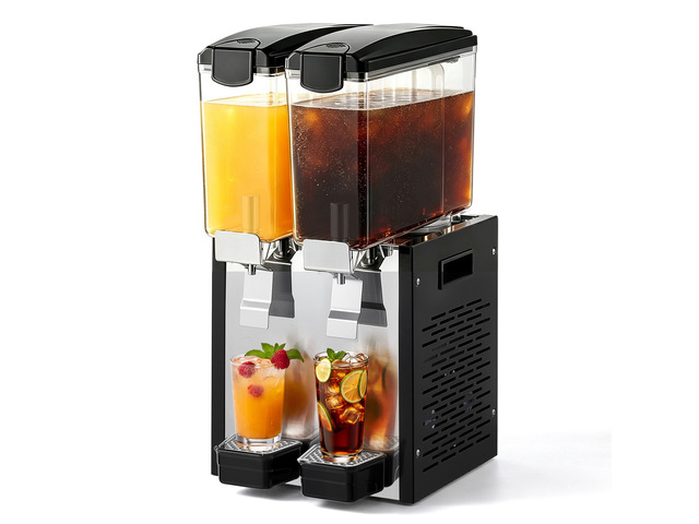 VEVOR Commercial Beverage Dispenser 2 Tanks 10 L / 10.6 QT Per Tank, Stainless Steel Juice Dispenser, Ice Tea Drink Machine with 45 to 54 Cooling...