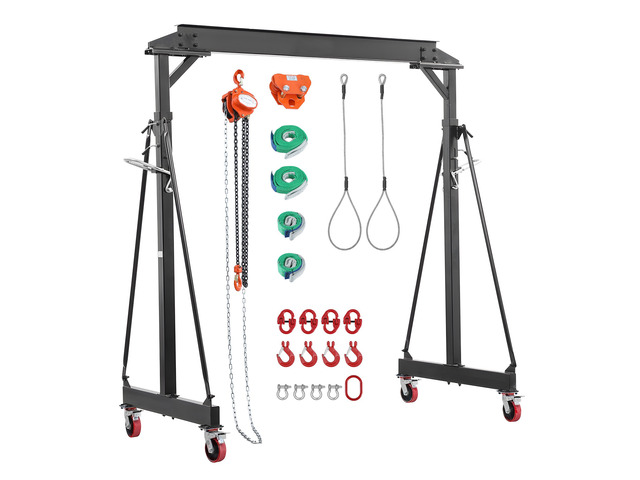 VEVOR Adjustable Gantry Crane, 4400 lbs Capacity, Portable Shop Lift Hoist with 99.6-146.9 in Height Adjustable, Manual Trolley, Hoist, Sling,...