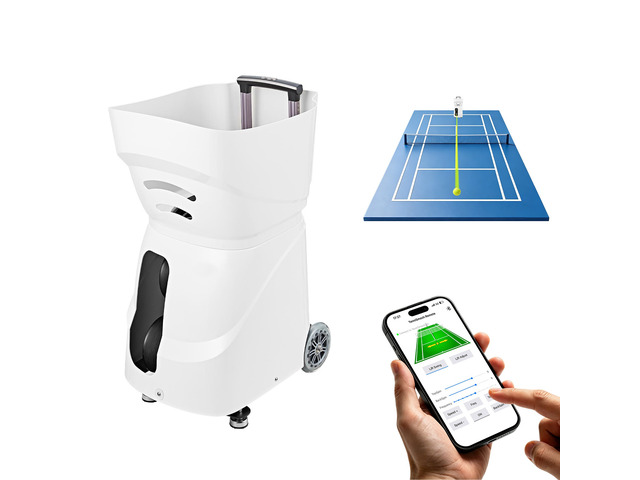 VEVOR Tennis Ball Machine,4H Runtimeand110 Ball Capacity Auto Ball Launcher, for Beginners and Pro Practice Training, with App Remote Control, Spin...