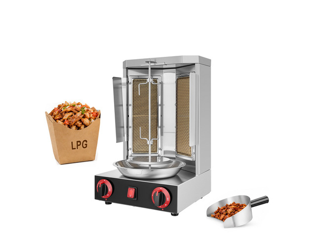 VEVOR Countertop Vertical Rotating Oven 15 lbs Rotisserie Shawarma Machine, for Chicken Beef Mutton Pork, LPG Heating, Stainless Steel Body Grill...