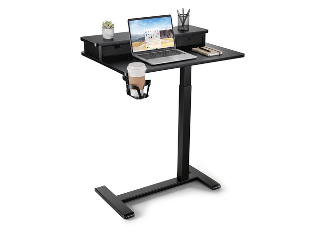 VEVOR Overbed Table 27.6'W x 19.7'D Mobile Bedside Table with Hidden Wheels, for Home Office Bed Couch, Height Adjustable Rolling Laptop Desk,...