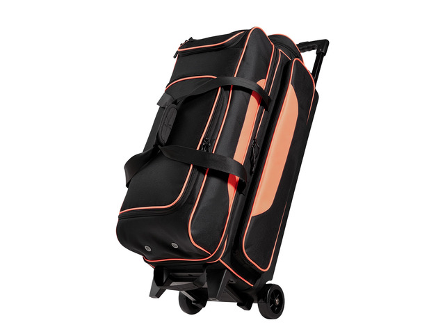 VEVOR 3 Ball Bowling Bag Double Roller Bag with Separate Shoe Compartment, for Bowling Shoes (Up To US Men Size 16), Rolling Ball Bag w/ Wheel,...