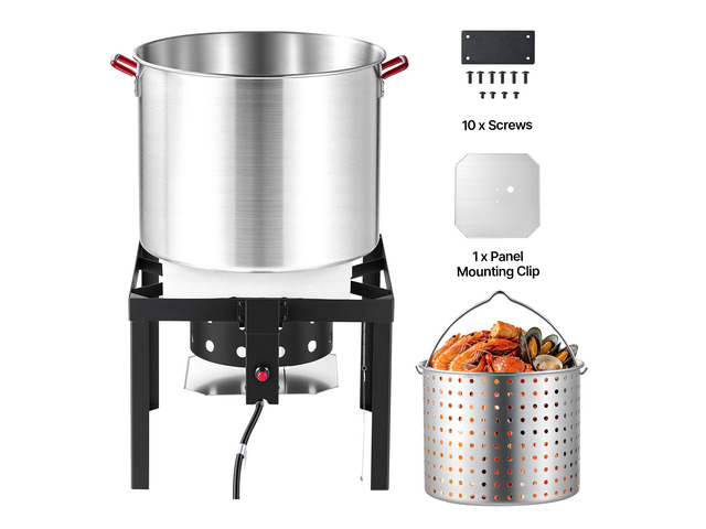VEVOR 100 Qt Seafood Boiling Kit with Strainer, Aluminum Crawfish Boiler, Outdoor Backyard Cooking for Crab, Shrimp, Lobster, Soup, Deep Fryer...