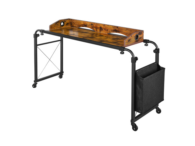 VEVOR Overbed Table 41.7'W x 14.2'D Mobile Bed Desk with Swivel Wheels, for Bedroom Living Room Home Office, Adjustable Height & Length, Rolling...