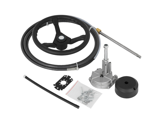 VEVOR Outboard Steering System 10/' Boat Steering Cable 10 Feet Marine Steering System 3/4/'/' Shaft with 13.5 Inch Wheel for Yachts and Waterborne...