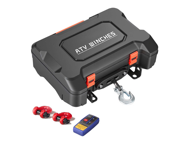 VEVOR Portable Winch, 3500 lbs 12V DC Electric Winch with Synthetic Rope, Wireless & Wired Remotes, Box-Style Recovery Kit with Fairlead, Clevis...