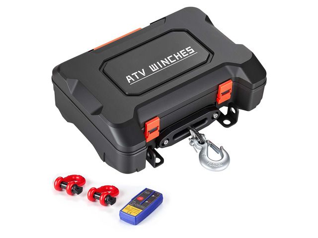 VEVOR Portable Winch, 6000 lbs 12V DC Electric Winch with Synthetic Rope, Wireless & Wired Remotes, Box-Style Recovery Kit with Fairlead, Clevis...