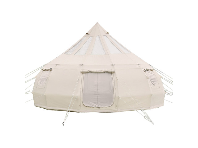 VEVOR Canvas Bell Tent, 4 Seasons 16.4 ft Yurt Tent for Camping with Stove Jack, Poly-Cotton Canvas Breathable Holds up to 12 People with Rain...
