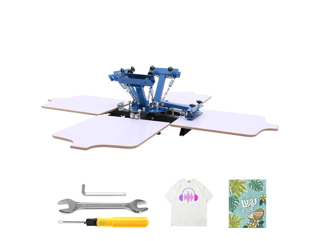 VEVOR Screen Printing Machine 4 Color 4 Station Silk Screen Printing Press, 21.3 x 17.7 in, 360° Rotatable, Accurate Positioning, Powder-Coated...